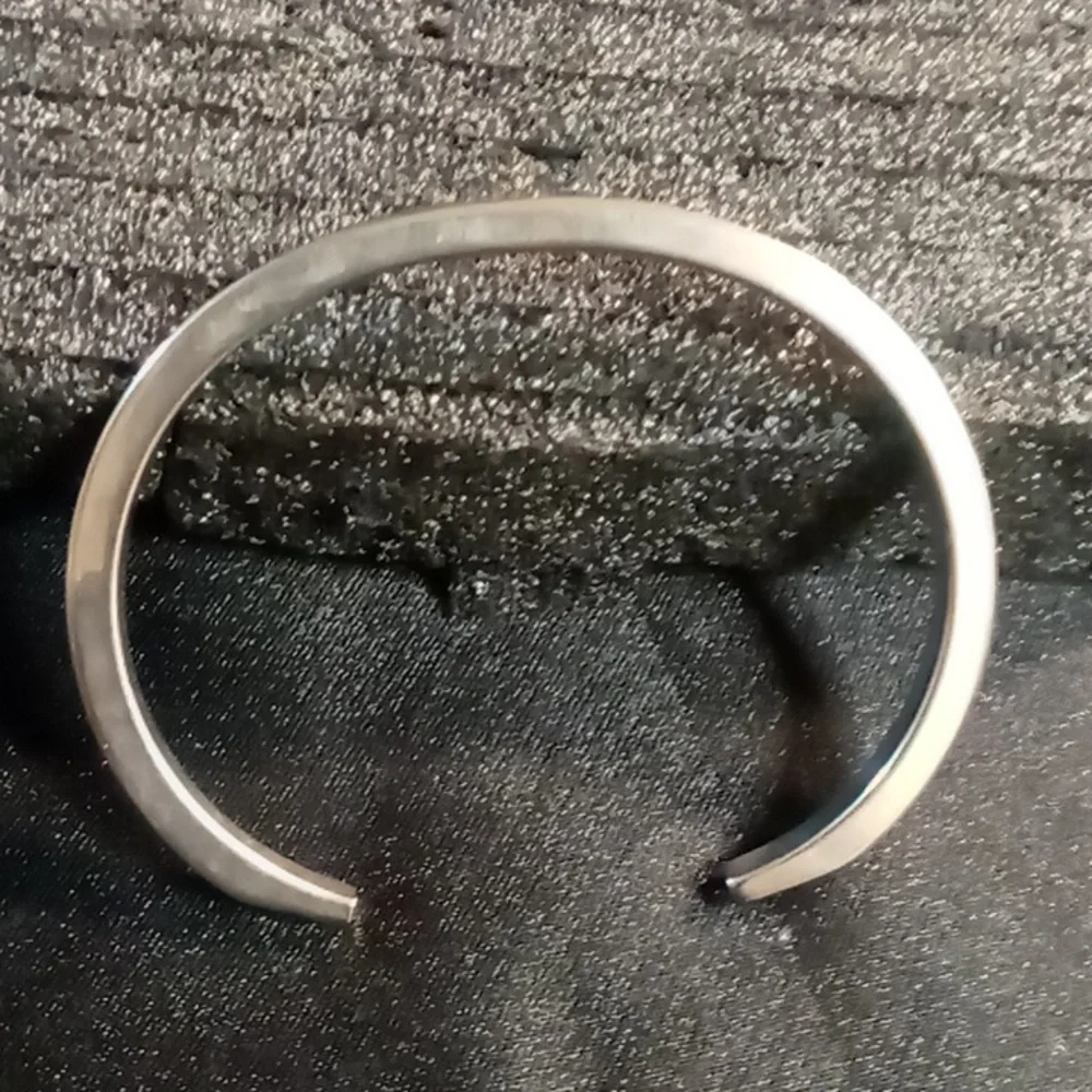 Men's Silver Stainless Open Cuff Bracelet Sz 9